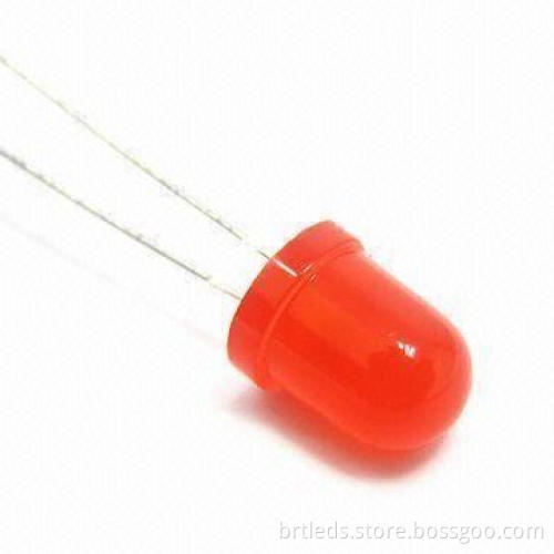 8mm Round Hyper Red Emitted LED Lamp with Red Diffused Lens Appearance and 624nm Wavelength